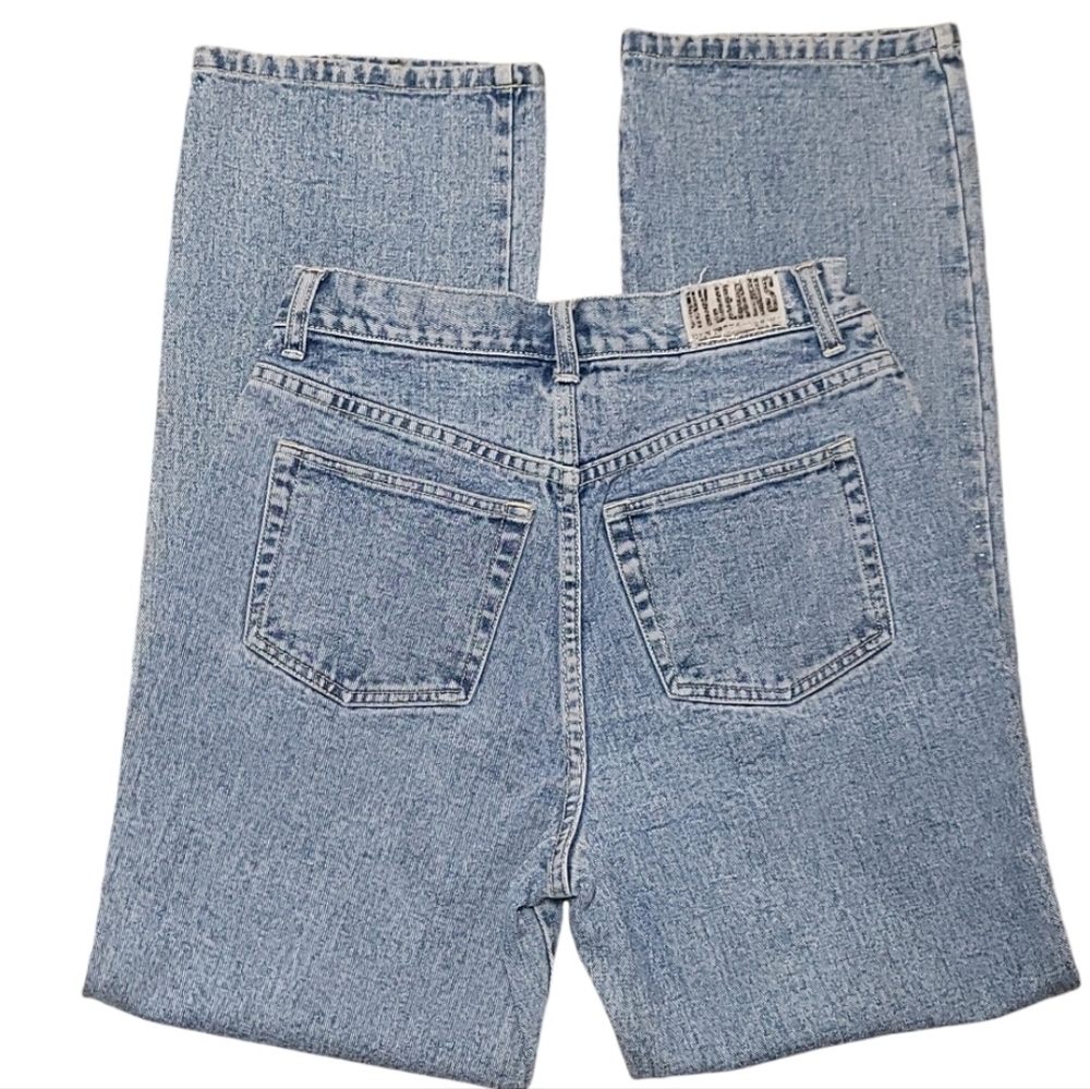 NY Jeans Vntg 90s Y2K High-Waist Sz 6 Glitter Front Straight Mom Disco Glamrock